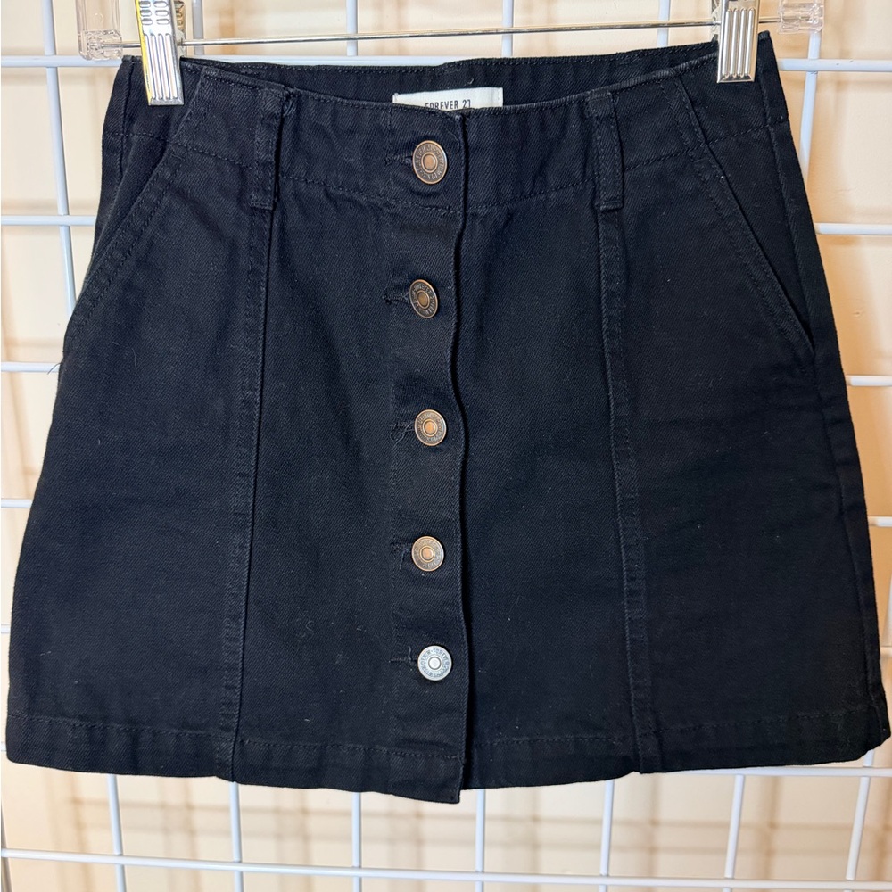 Forever 21 Black Button-Front Mini Skirt